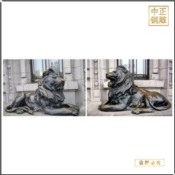 欧式青铜爬狮子雕塑